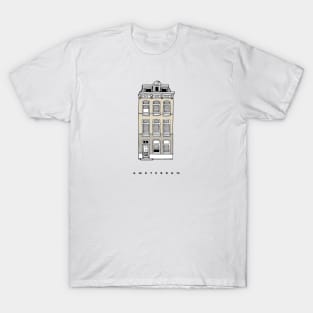 Amsterdam classic house, Netherlands. Realistic sketch. T-Shirt